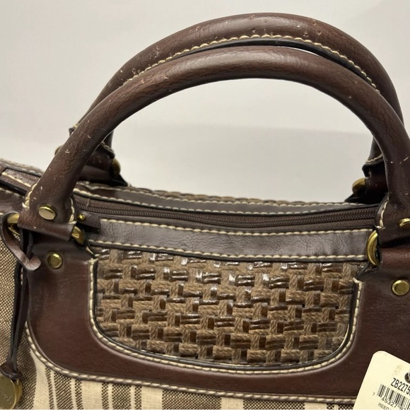 Fossil Reedan Stripe Deadstock Vintage Y2K Striped Satchel Bag Purse Woven - Picture 5 of 16